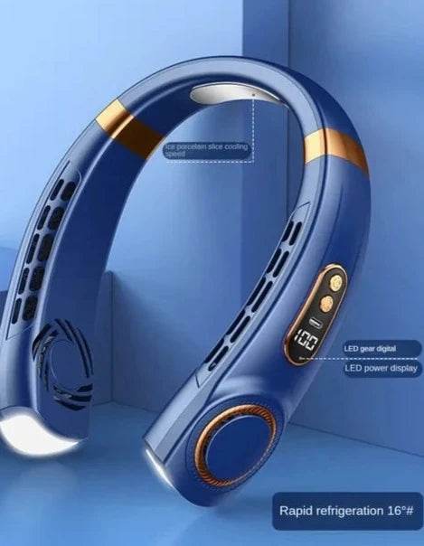 USB Rechargeable Bladeless Mini Fan - Portable Handheld Cooling Fan for Travel & Outdoor Blue