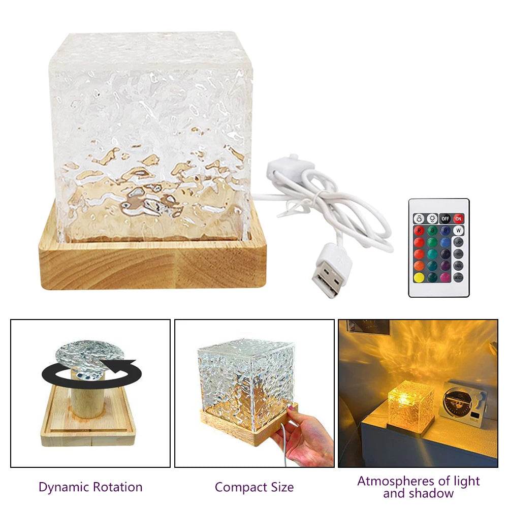 Multi-Color LED Cube Night Light Projector – Elevate Your Ambiance!