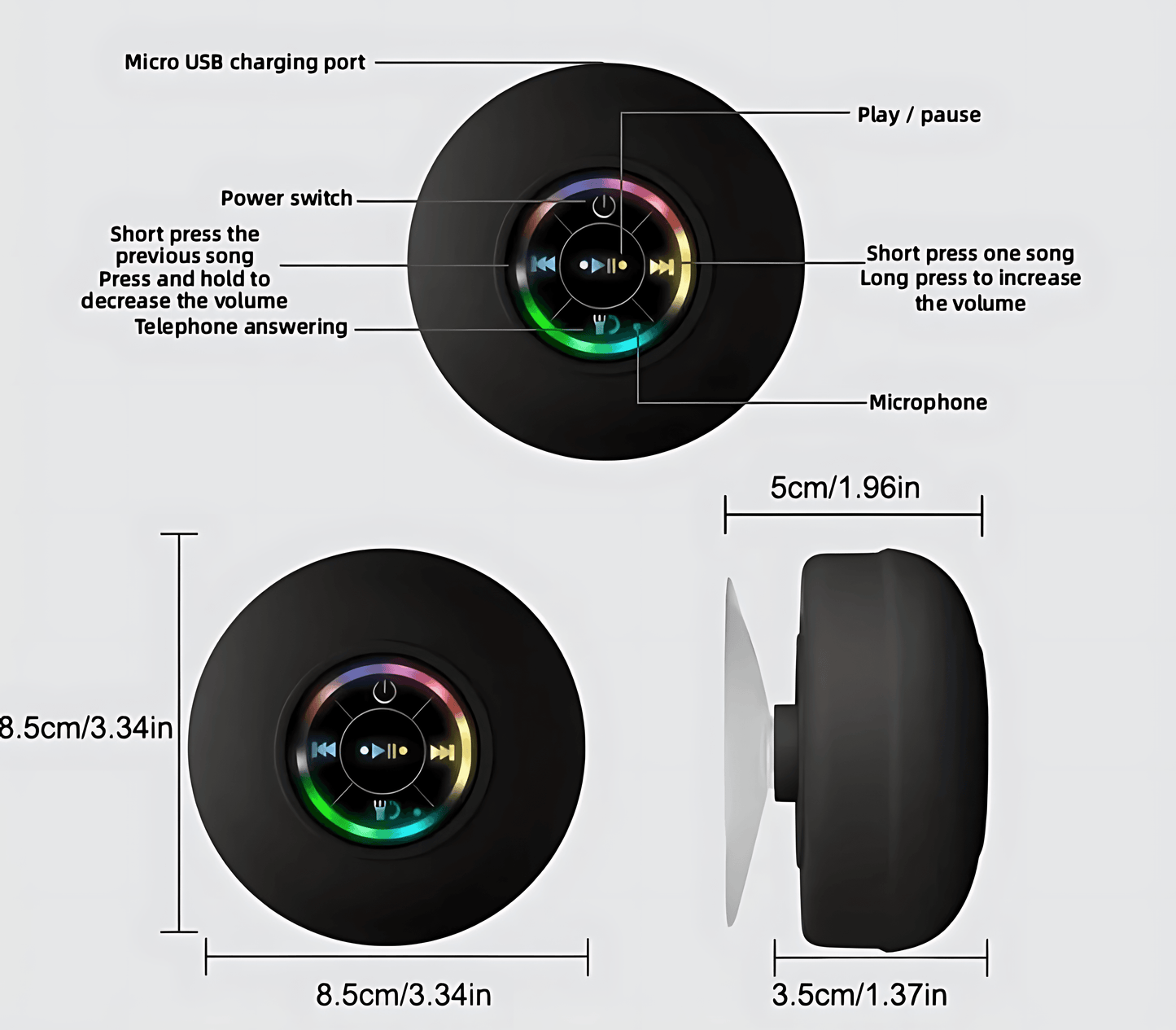 Compact Waterproof Bluetooth Speaker - Ideal for Beach and Pool Use