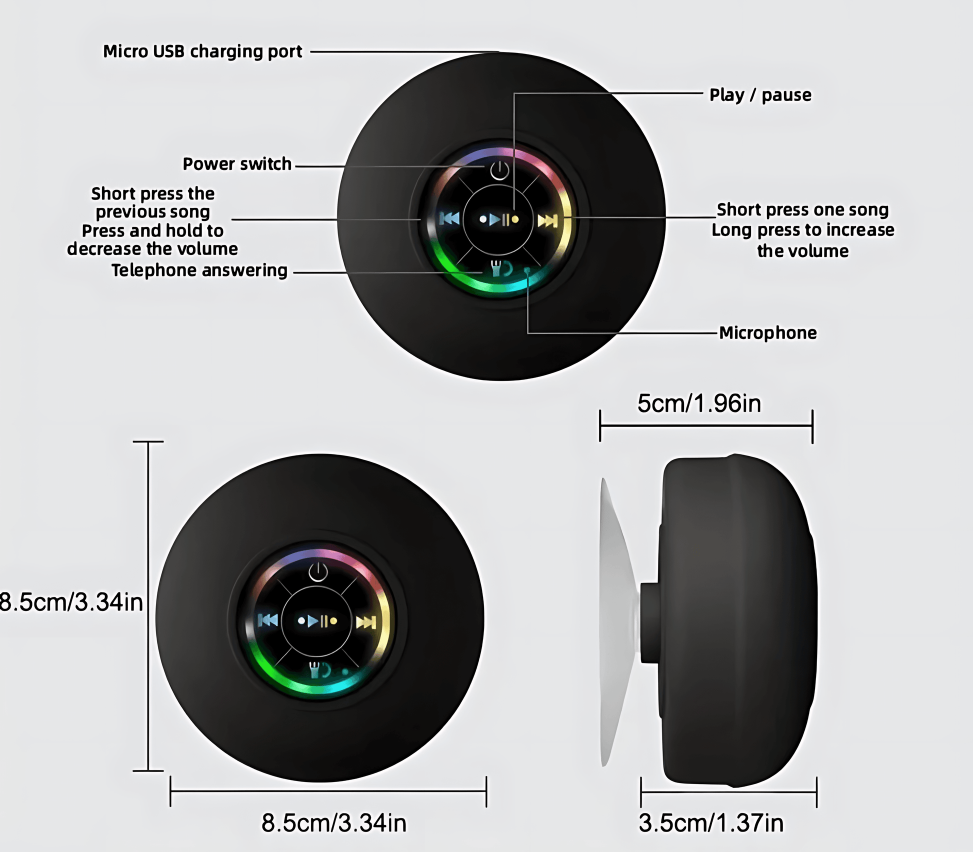 Compact Waterproof Bluetooth Speaker - Ideal for Beach and Pool Use