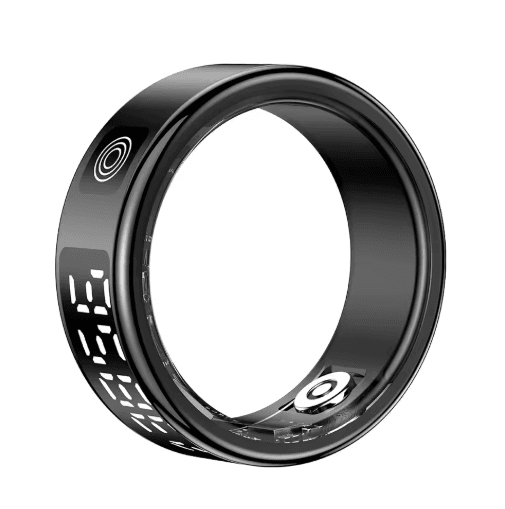 Smart Ring Fitness Tracker - Heart Rate & Blood Pressure Monitor with Sleep Tracking (Waterproof) Black