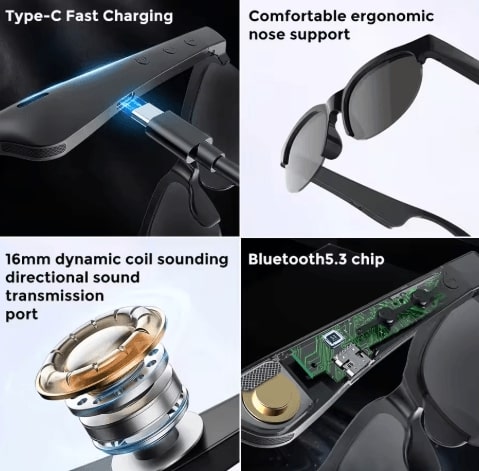 Smart Translator Glasses with Wireless Earphones - Real-Time Translation for 138 Languages