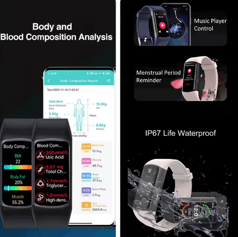 Smart Health Bracelet for Women - Period & Fertility Tracker with Heart Rate & Sleep Monitor