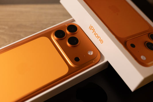 Orange iPhone in its packaging