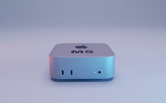 Silver apple computer with m5 label