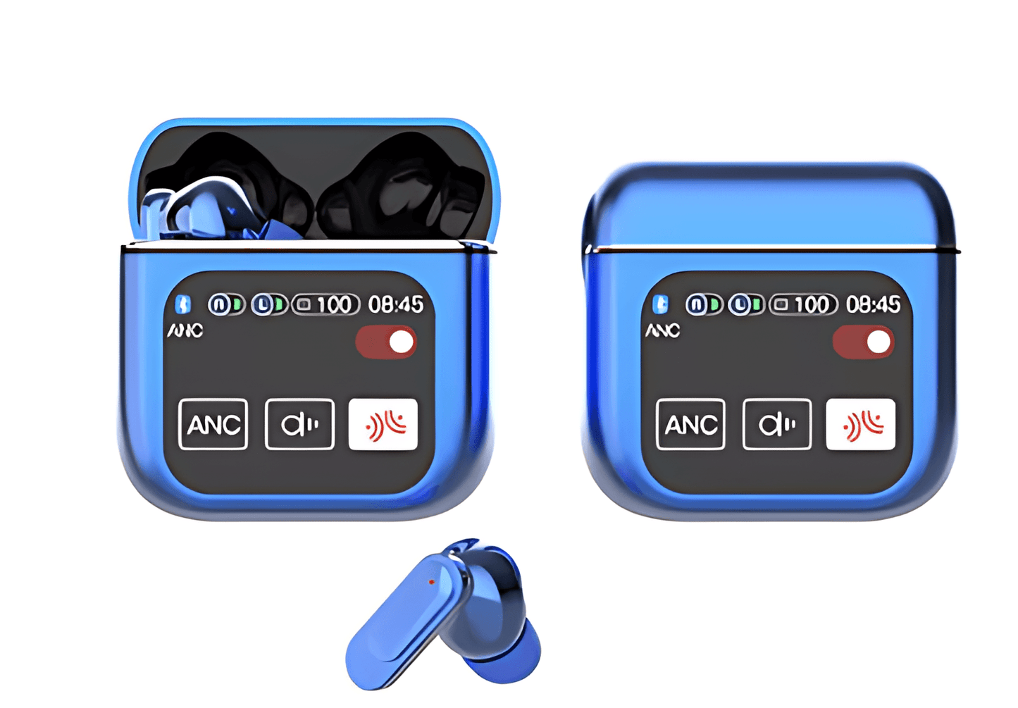 Wireless Bluetooth Earbuds with Active Noise Cancelling - Waterproof Sports Earphones with LED Touch Control Blue