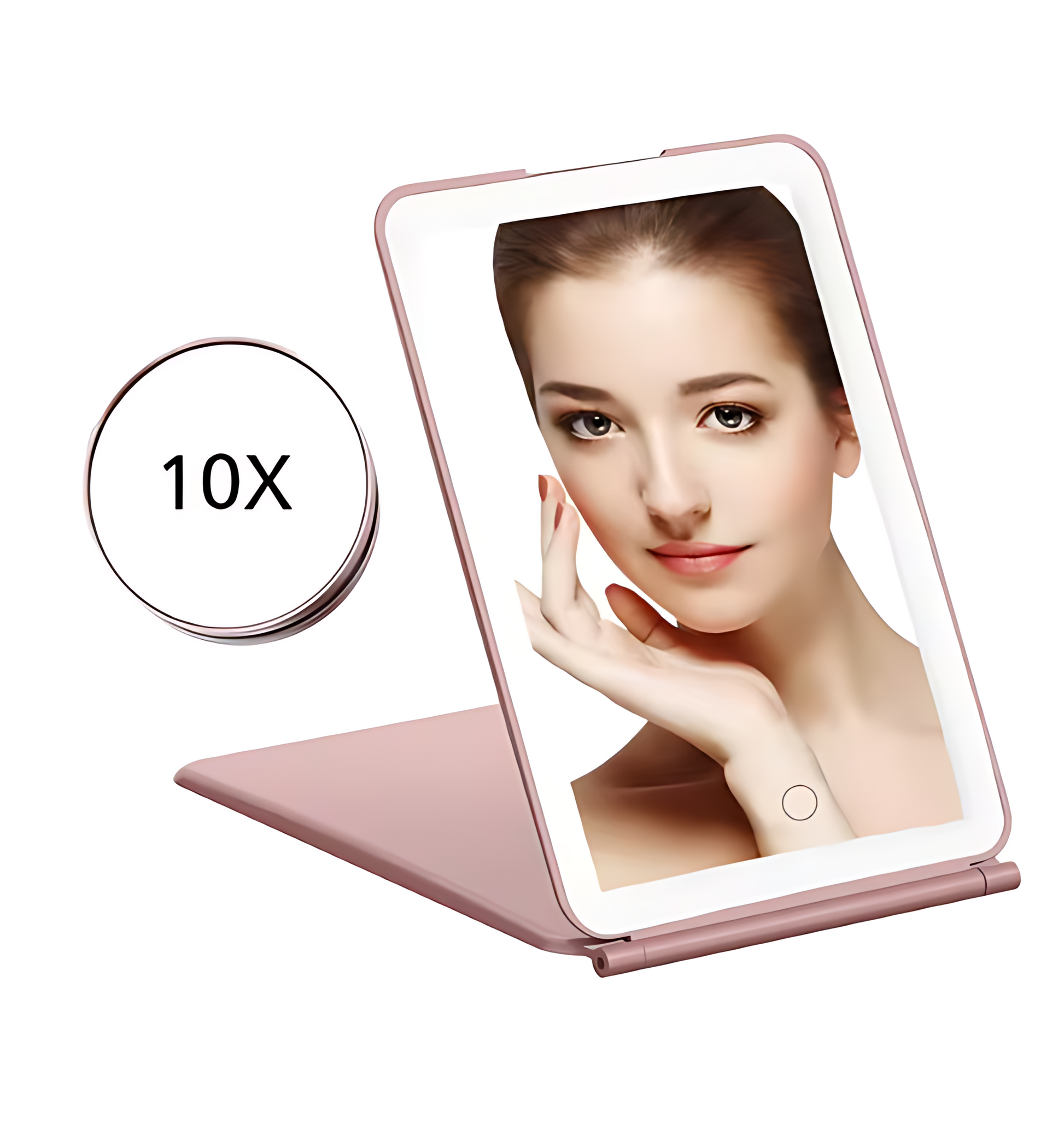 Portable USB Rechargeable  LED Makeup Mirror with Touch Screen - 3 Adjustable Light Modes, USB Rechargeable, Foldable Design - Perfect for On-the-Go Makeup! Ezdore