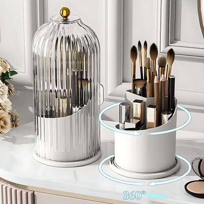 Luxury 360° Rotating Makeup Organizer -  Dustproof Cosmetic Holder with Lid for  Lipsticks, Eyebrow Pencils, and Eyeshadow Ezdore