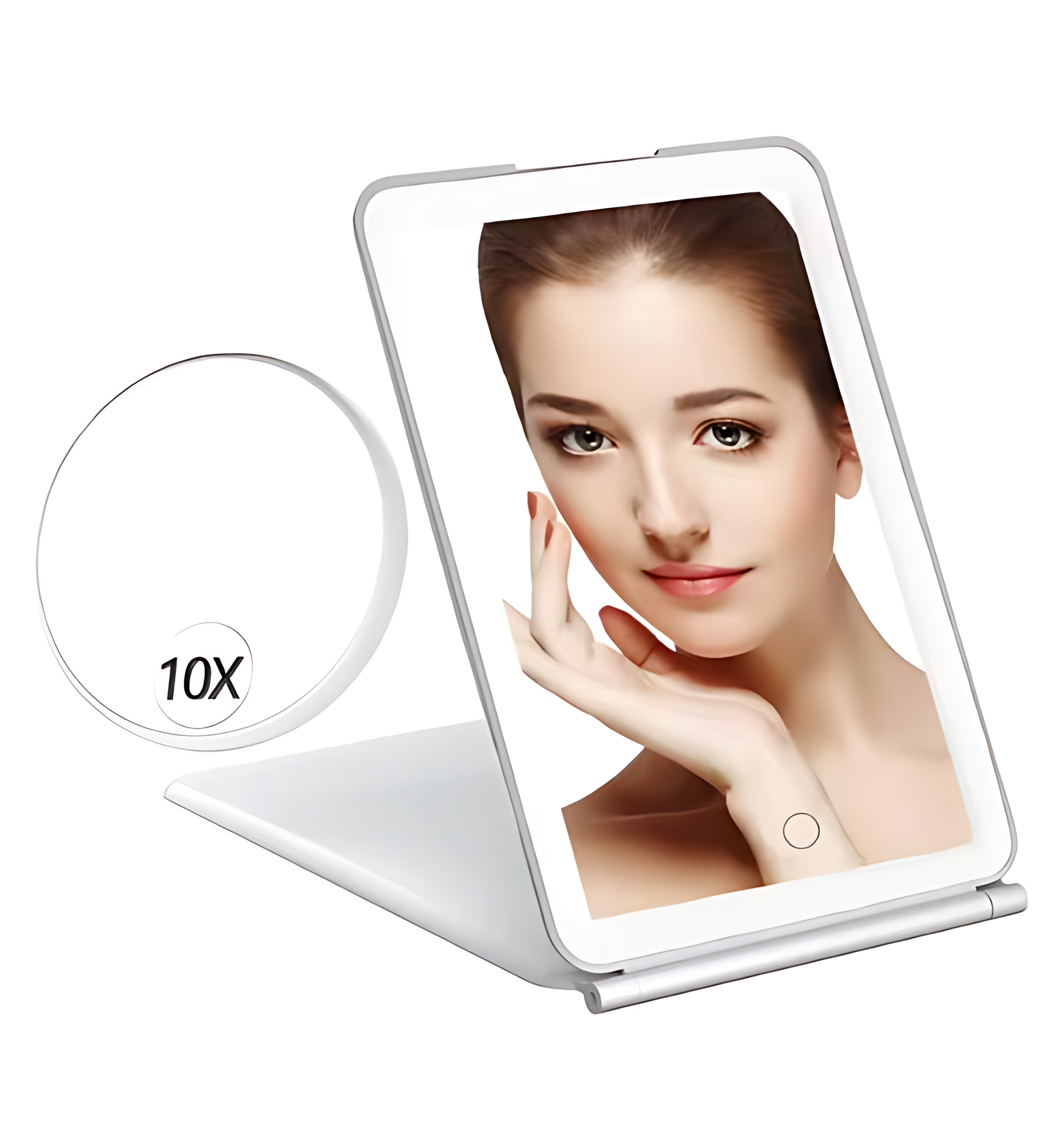 Portable USB Rechargeable  LED Makeup Mirror with Touch Screen - 3 Adjustable Light Modes, USB Rechargeable, Foldable Design - Perfect for On-the-Go Makeup! Ezdore