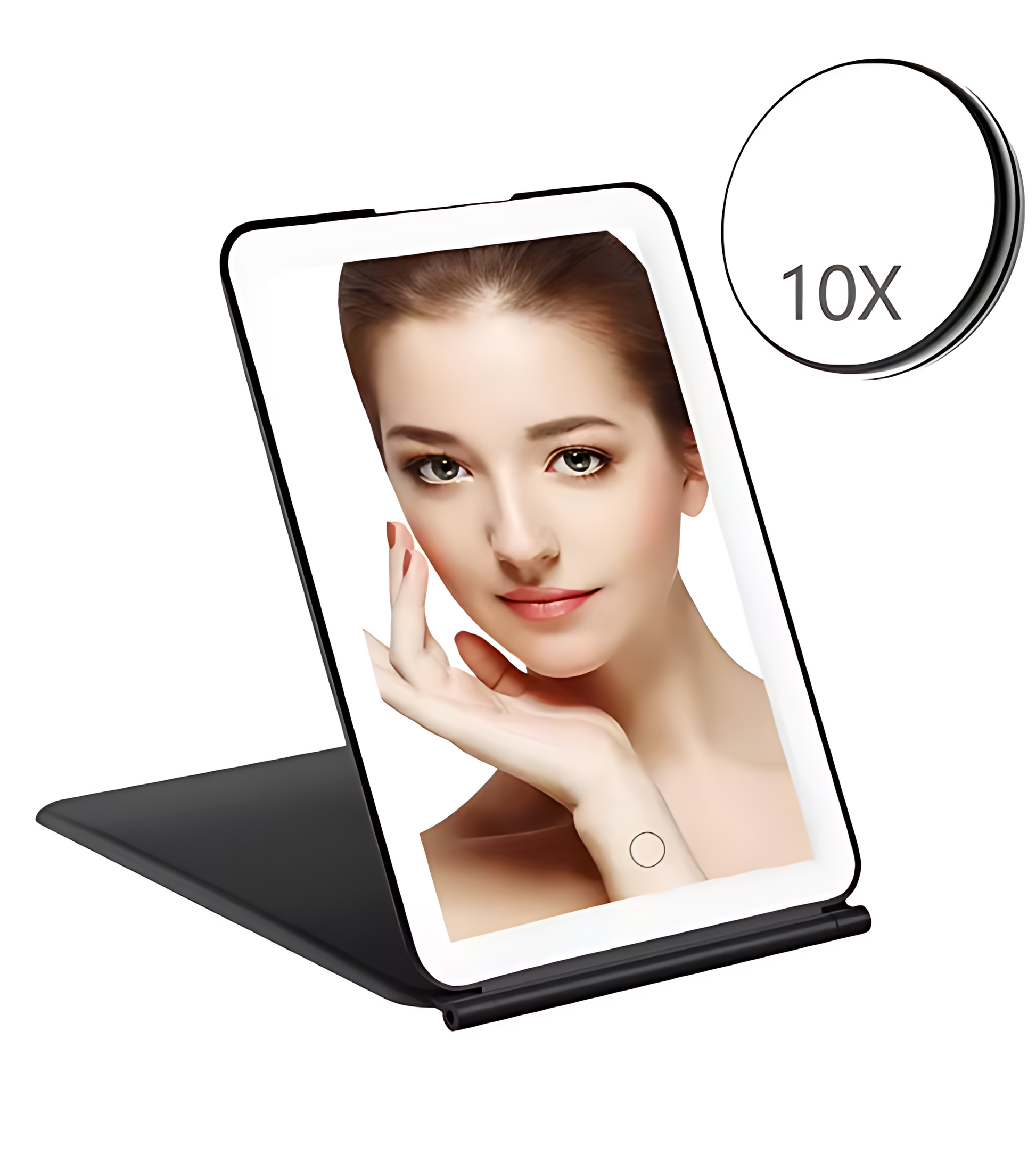 Portable USB Rechargeable  LED Makeup Mirror with Touch Screen - 3 Adjustable Light Modes, USB Rechargeable, Foldable Design - Perfect for On-the-Go Makeup! Ezdore