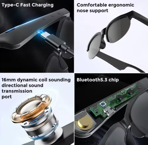 Wireless Bluetooth AI Translator Glasses with Hi-Fi Stereo Earphones – Low Latency Sunglasses for Music, Sports, Travel, and Language Translation Ezdore
