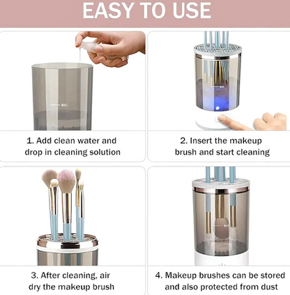 USB Rechargeable 3-in-1 Electric Makeup Brush Cleaner & Holder -  Quick Drying & Easy Cleaning - Essential Tool for Effortless Makeup Brush Care Ezdore