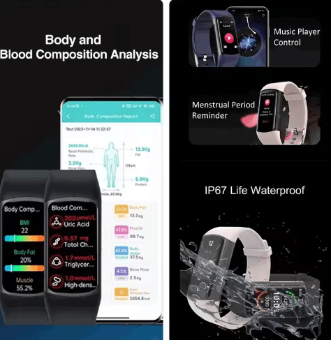 Smart Health Bracelet for Women - Period & Fertility Tracker with Heart Rate & Sleep Monitor