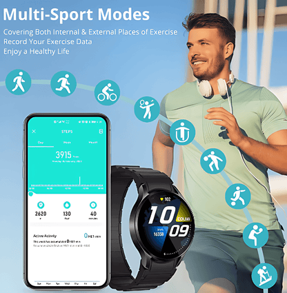 Smart Watch with AI Fitness Tracker - Bluetooth Calling & HD Display with Magnetic Charging